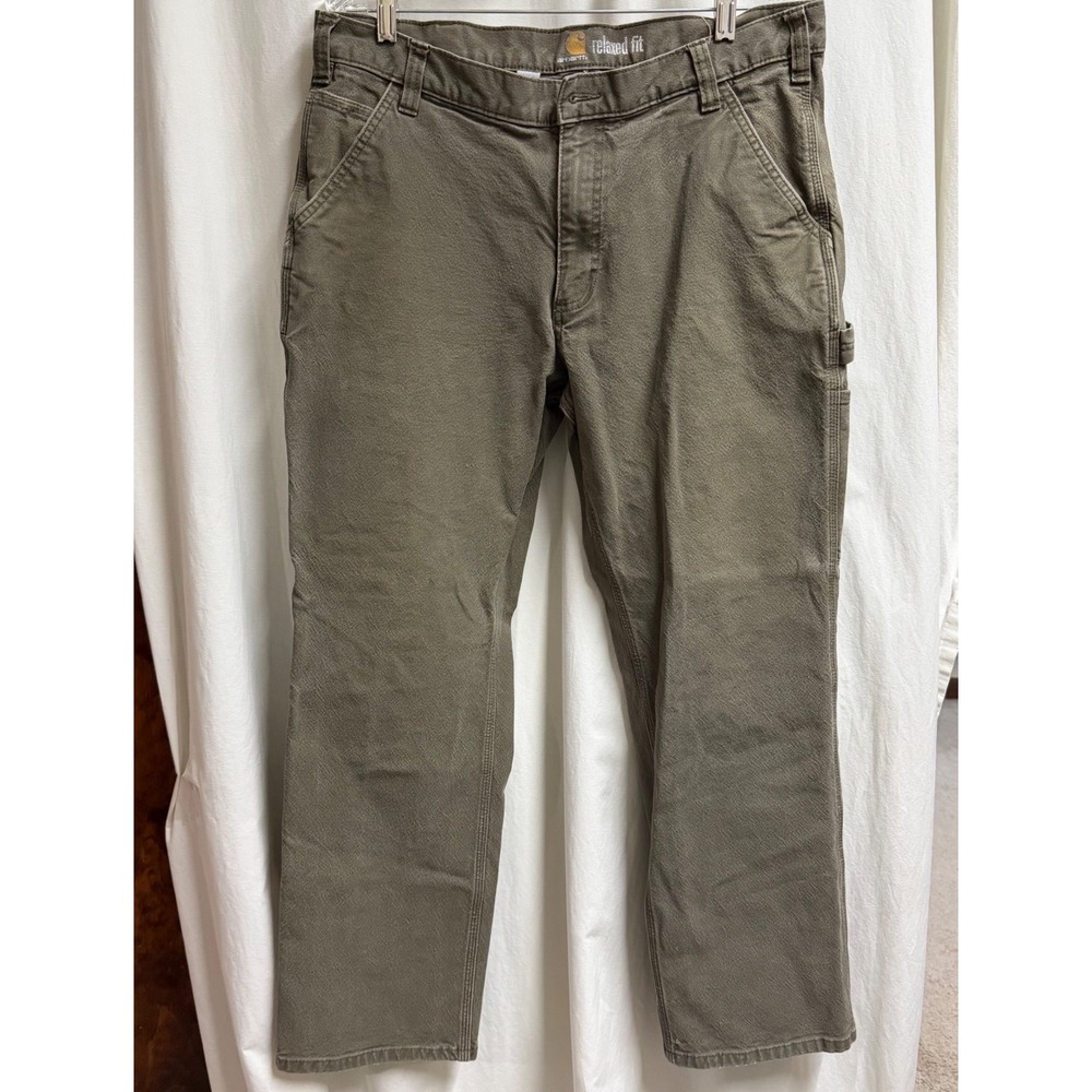 Carhartt Relaxed Fit Rugged Flex Canvas Work Pants Mens 36x30 Olive Green Work